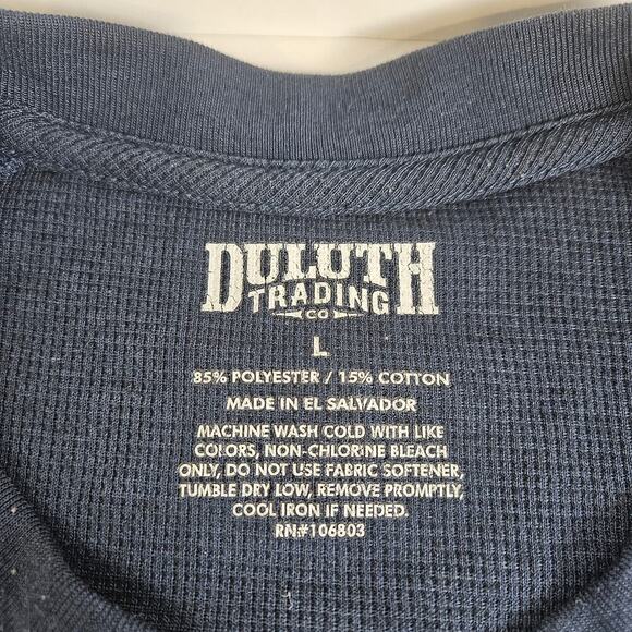 Duluth Trading Co Men’s Large Longtail Relaxed Fit Henley Blue - Picture 4 of 4